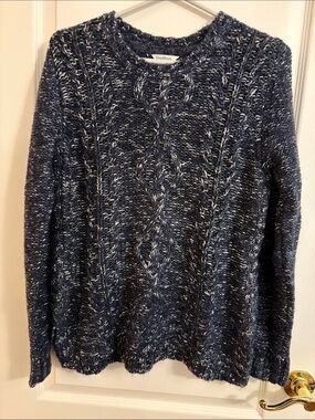 Women's Wind River Navy Marled Cable Crewneck Sweater. NWOT